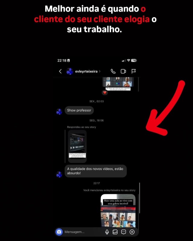 Depoimento de cliente — print 4 de 4